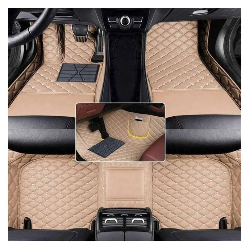 Fußmatten Maßgeschneiderte Kunstleder Auto Bodenmatte für Mazda 5 2008 2009 2010 2011 2012 2013 Innenausstattung fussmatten Auto(Beige) von DZSQMLJG