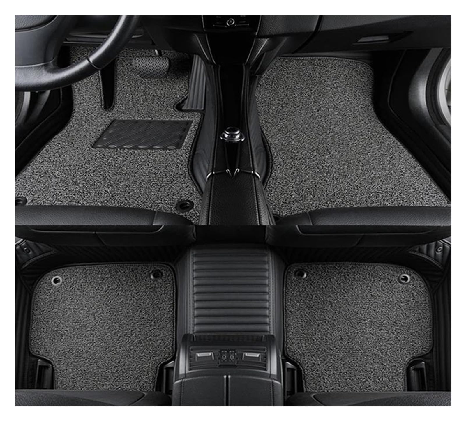 Fußmatten Zweilagige gestreifte Auto-Bodenmatte aus PU-Leder für M6 4 Türen 2013 2014 2015 Innendetails Autozubehör Teppich fussmatten Auto(Black Gray) von DZSQMLJG