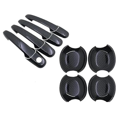 Auto-Außentürgriff Schwarz Carbon Faser Türgriffe Abdeckung Trim Set für Mazda 3 BK Limousine Hatch 1st Gen 2003~2009 Auto Zubehör Aufkleber Außentürgriff(Handle Bowl) von DZSQOMHGD