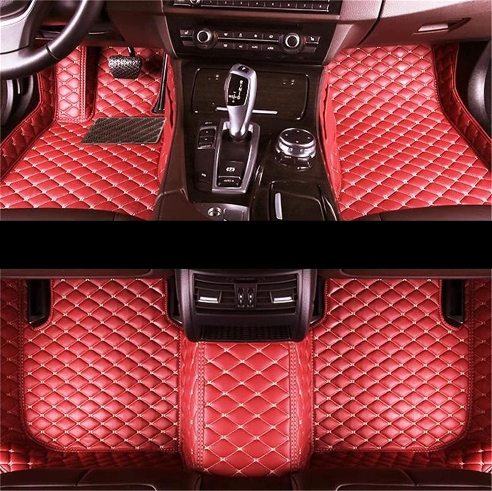 Fußraummatten Auto-Fußmatten Custom Auto Foot Pads Auto Teppichabdeckung Innenausstattung Für Q7 Five Seats 2016 2017 2018 2019 Auto-Schondecke(Rot) von DZSQOMHGD