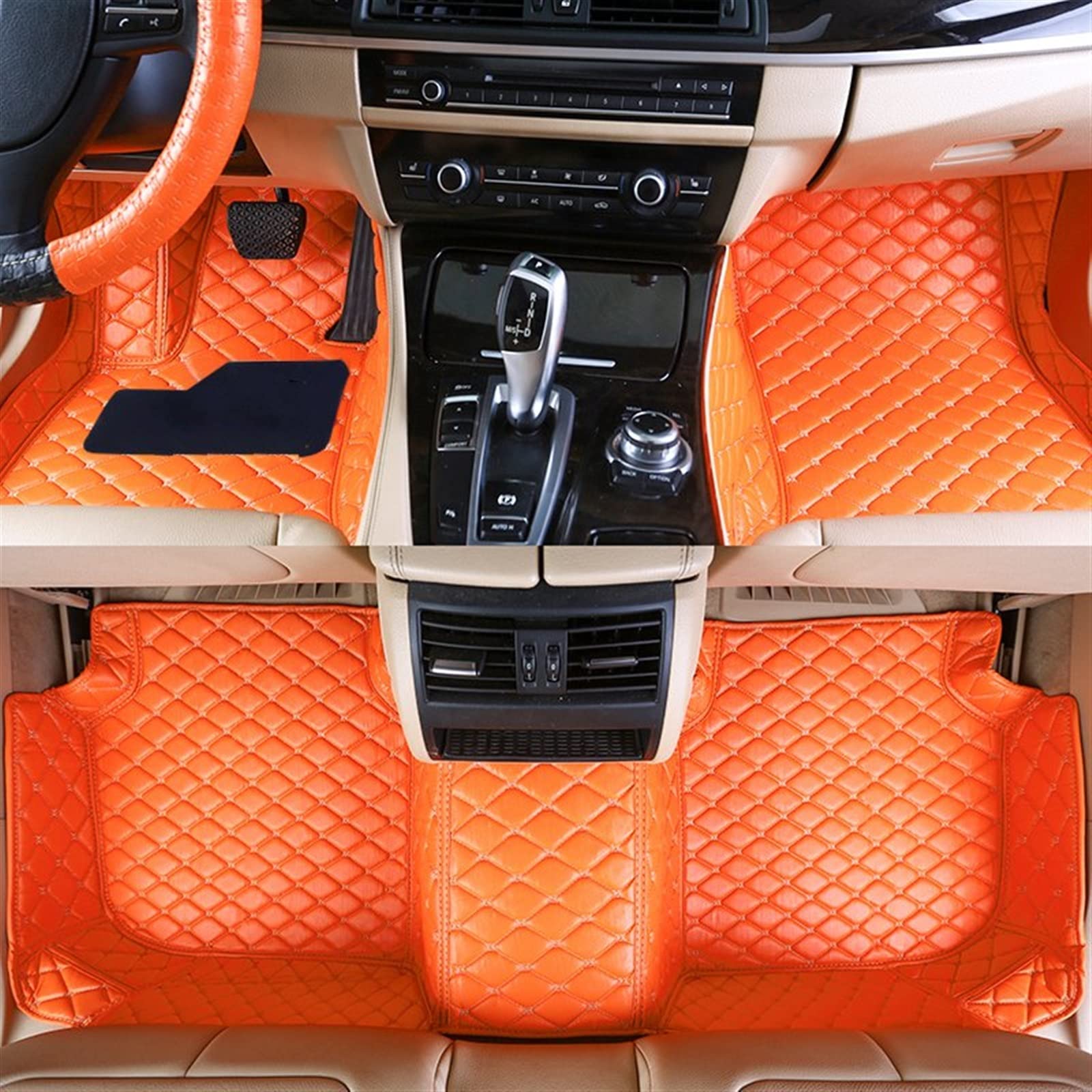 Fußraummatten Custom Car Fußmatten Leder Autozubehör Auto Fußteppich Für Chevy Für Corvette C8 2020 2021 2022 2023 2024 Auto-Schondecke(Orange) von DZSQOMHGD