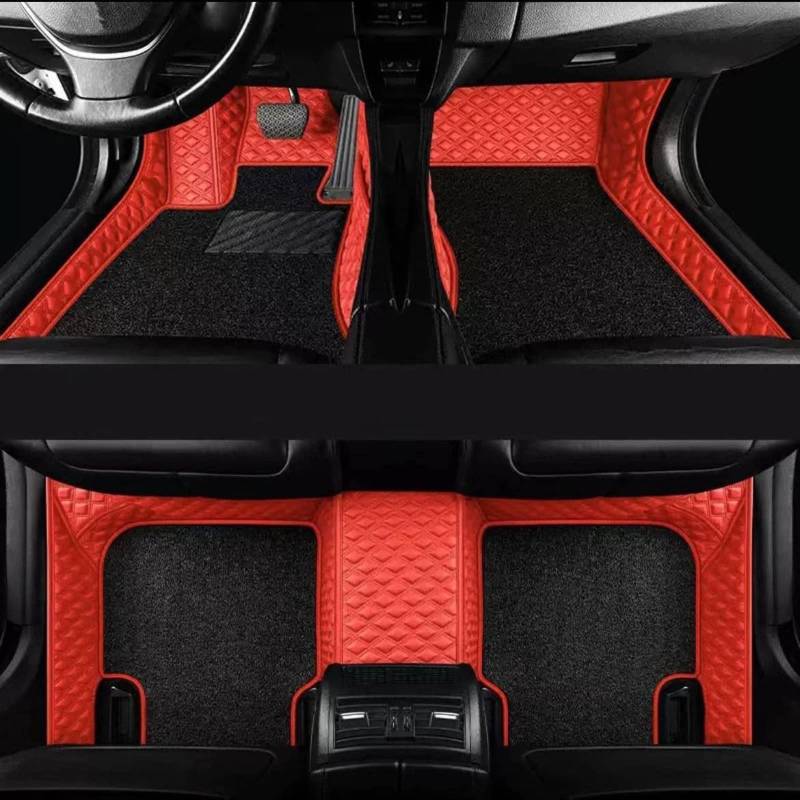 Fußraummatten Für Acura Für RDX 2020 2019 Auto Fußmatten Kunstleder wasserdichte Auto Teppiche Teppiche Custom Auto Interior Zubehör Abdeckungen Auto-Schondecke(Red Black Double Layer) von DZSQOMHGD