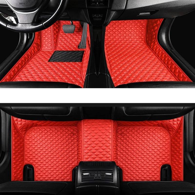 Fußraummatten Für Hyundai Für Veloster 2015-2011 Auto Fußmatten Teppiche Benutzerdefinierte Floorliners Innenraum Autoteile Styling Zubehör Auto-Schondecke(Rot) von DZSQOMHGD