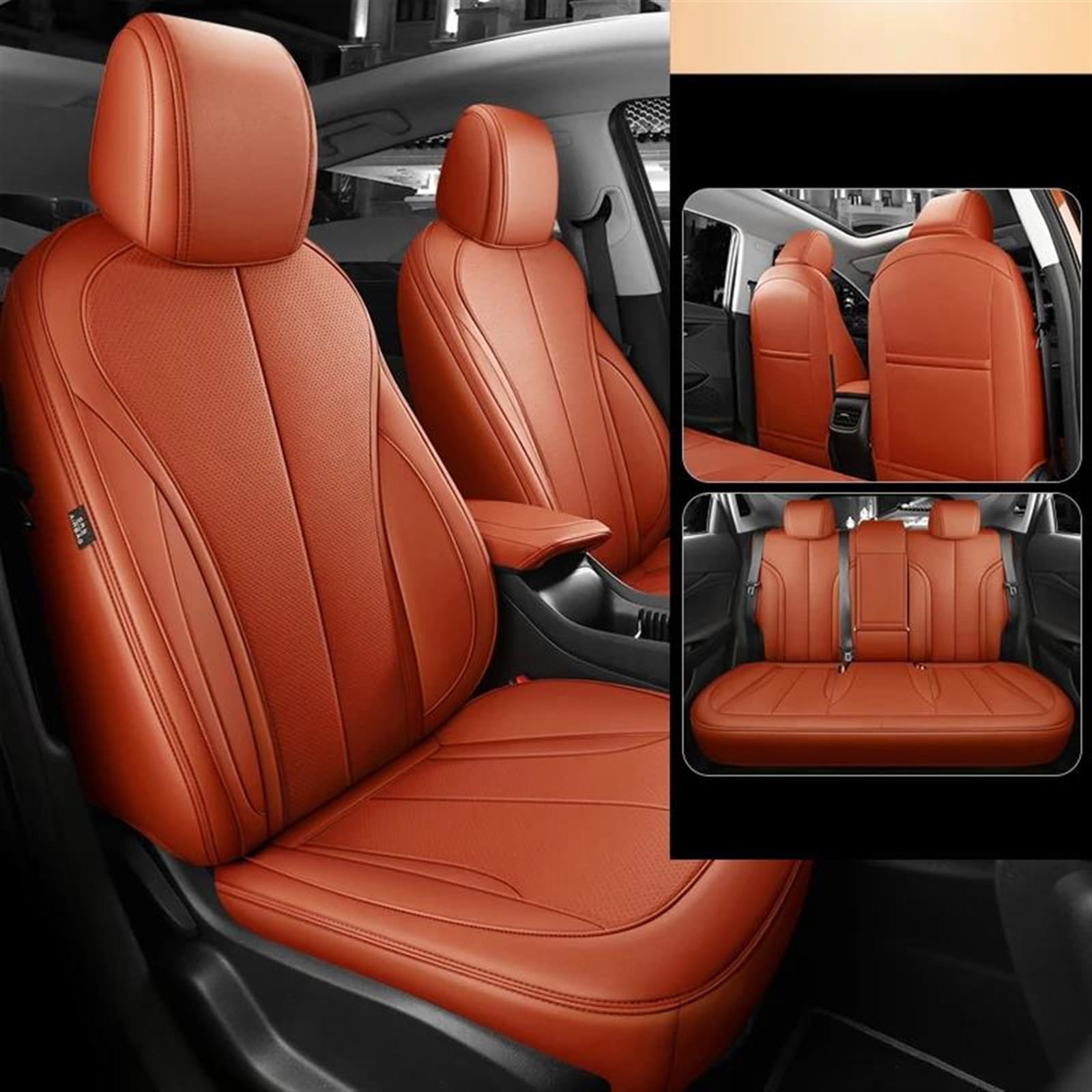 DZSQOSJB SitzbezüGe Auto Benutzerdefinierte Autositzbezüge Für E60 E46 F30 X5 E70 X1 E84 F11 F31 F15 X3 E83 F25 X4 Z4 Luxus-Auto-Innenraum Vordersitze(Orange) von DZSQOSJB