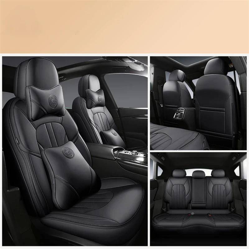 DZSQOSJB SitzbezüGe Auto Luxus Custom Full Set Autositzbezüge Für Jeep Für Grand Cherokee 2012–2017 Leder-Interieur Auto-Sitzschutz Vordersitze(Black A) von DZSQOSJB