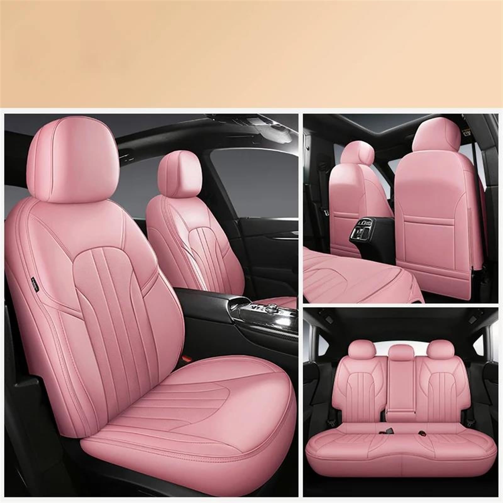 DZSQOSJB SitzbezüGe Auto Luxus Custom Full Set Autositzbezüge Für Jeep Für Grand Cherokee 2012–2017 Leder-Interieur Auto-Sitzschutz Vordersitze(Pink) von DZSQOSJB