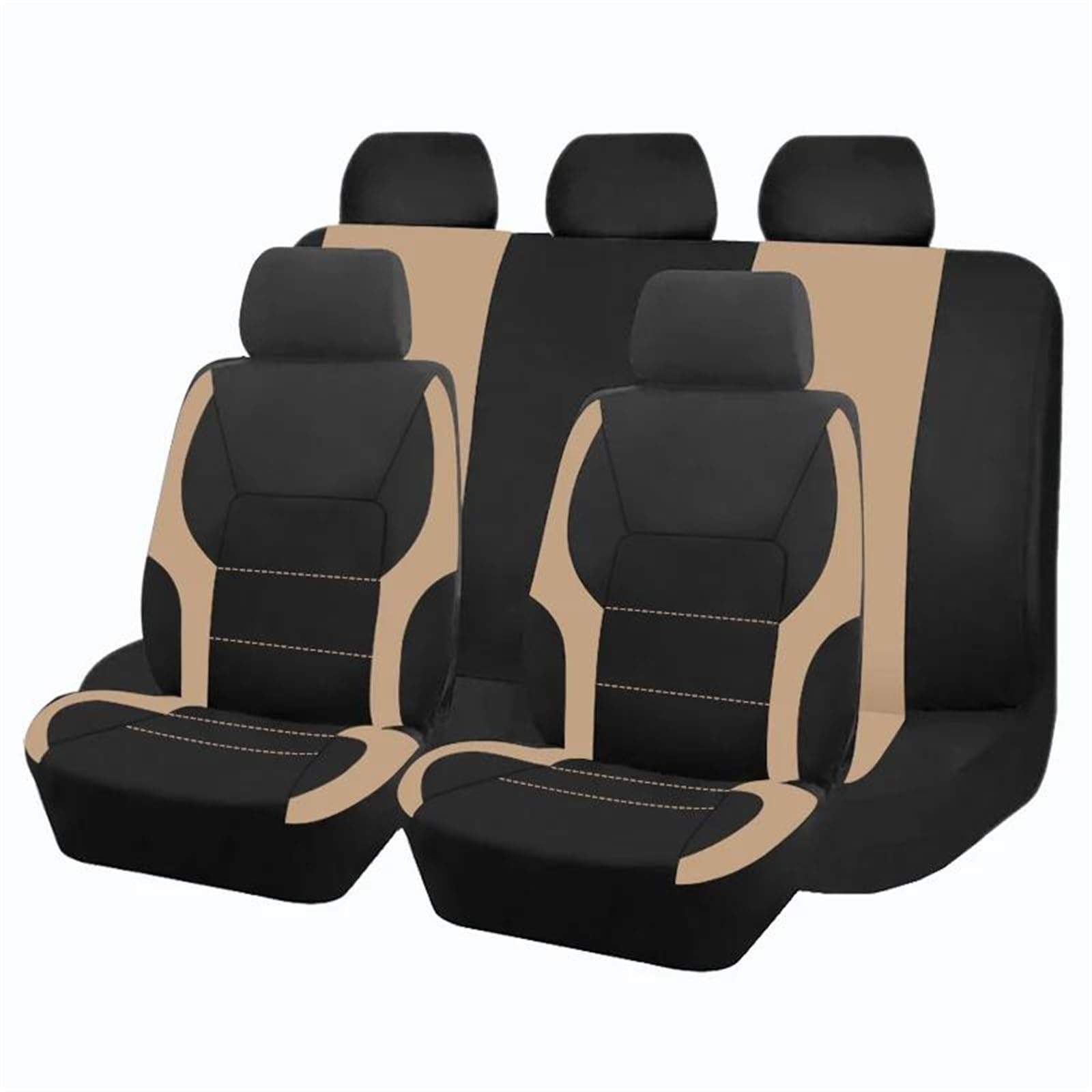 DZSQOSJB SitzbezüGe Auto Universelle Autositzbezüge Aus Stoff Mit Airbag-kompatiblem 2-mm-Schwamm Für Die Meisten Auto-SUV-LKW-Van Vordersitze(Beige 5 seat) von DZSQOSJB