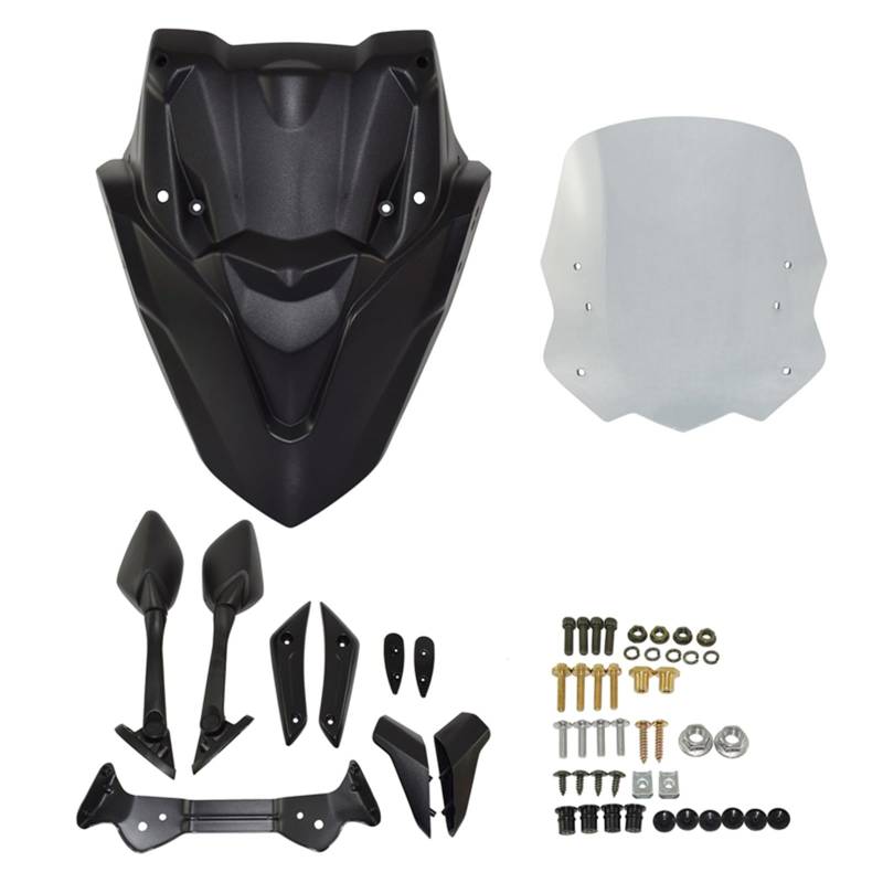 Spoiler Aufsatz Windschutzscheibenglas Mit Frontmaske Rückspiegel Für Für NMAX125 Für NMAX155 Motorrad Windabweiser(Smoke Gray) von DZSQOSJB