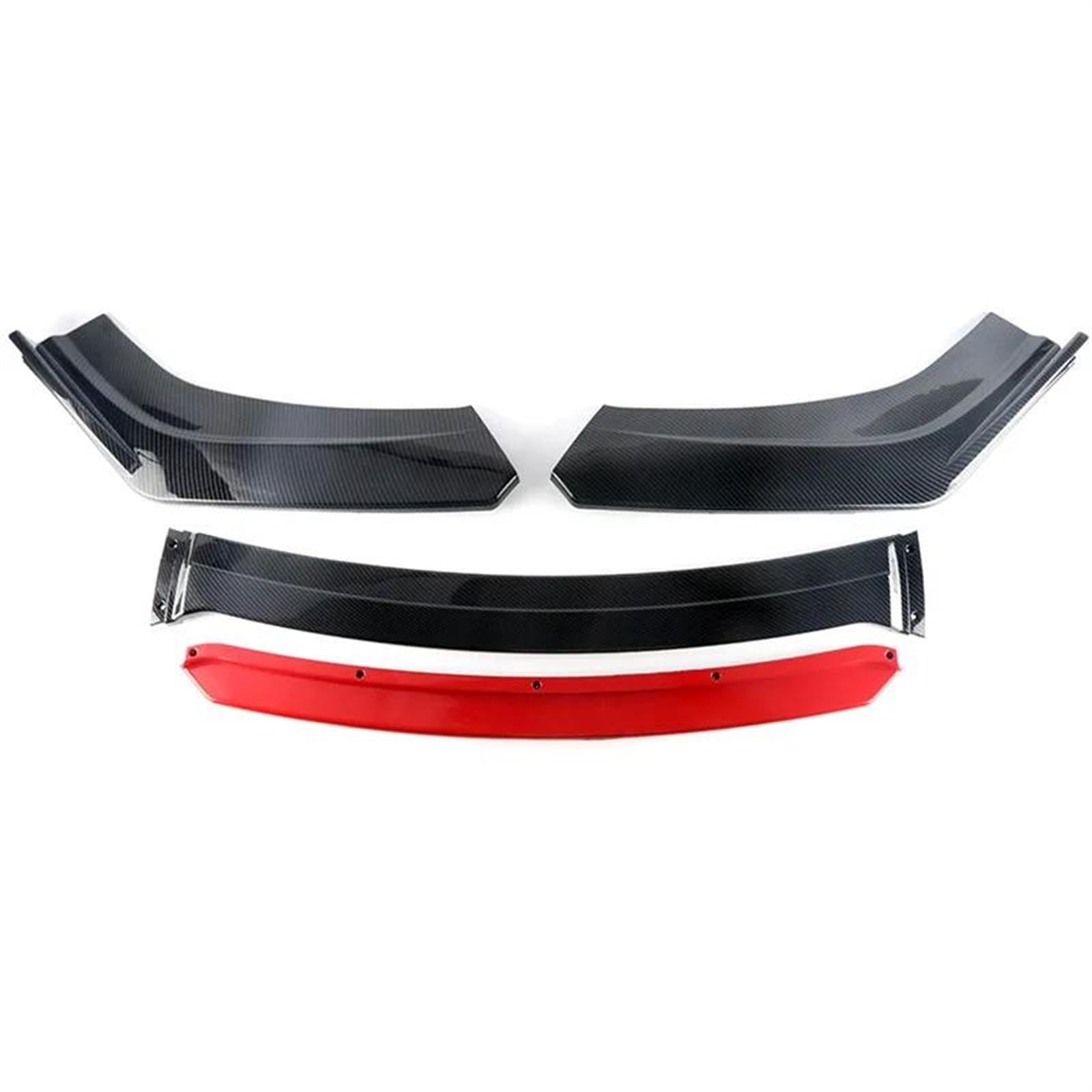 Frontspoiler Für VW Für Golf MK5 6 7 Universal Auto Front Lower Bumper Lip Splitter Spoiler Protector Sport Diffusor Deflektor Splitter(Carbon black and red) von DZSQPMFG