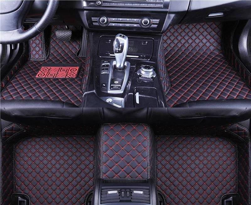 Antirutschmatten Für Nissan Für Juke F15 2013 2014 2015 2016 Custom Car Fußmatten Auto Teppiche Schutz Pad Teppiche Innen Teile Teppich(Schwarz Rot) von DZSQQGSDSF