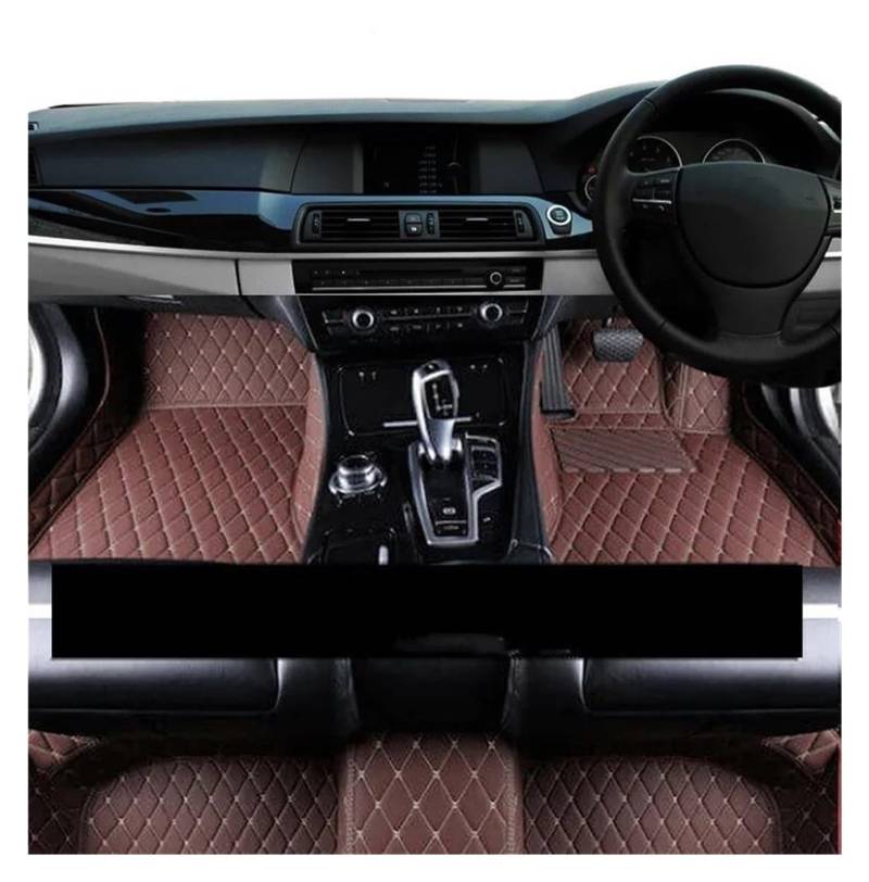 Antirutschmatten Für Nissan Für Leaf ZE1 2018 2019 2020 2021 2022 Leder Auto Fußmatten Anti-Slip Teppich Innen Set Auto Zubehör Teppich(RHD Dark Brown) von DZSQQGSDSF