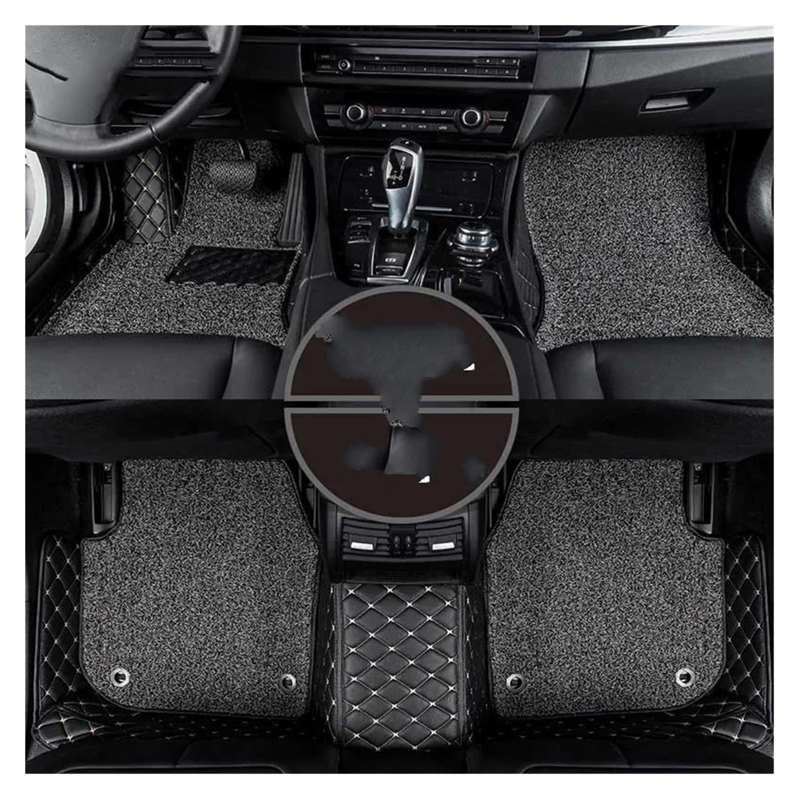 Auto Fußmatten Vollumschließende Individuelle Leder-Autofußmatten Für CITROEN Für DS7 2017-2024 Autoinnenausstattung Autoteppich(Double layer dark gray) von DZSQQGSDSF