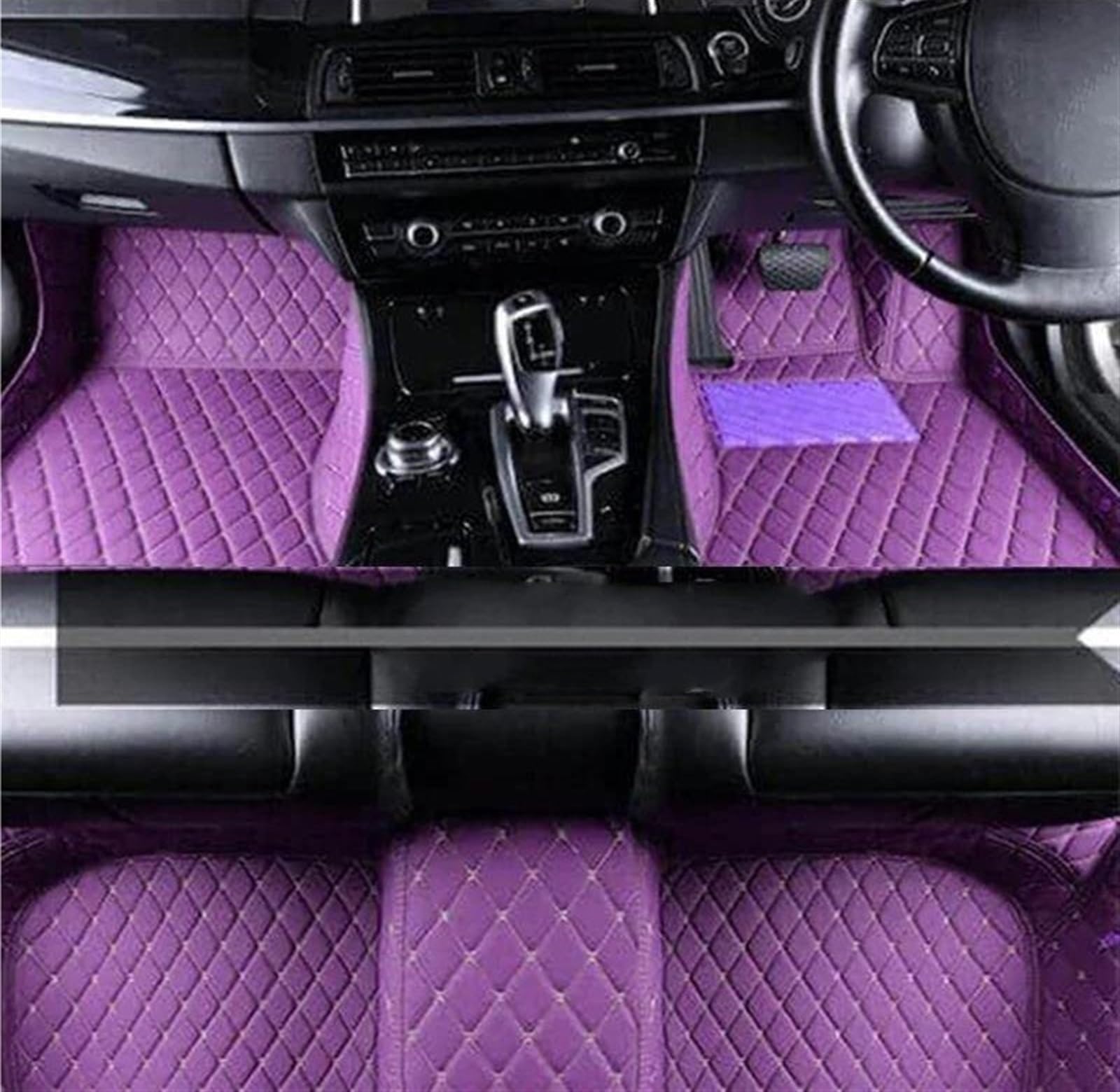 Teppich Für CR-V RS 2023 2024 2025 7 Sitz Auto Fußmatten Wasserdicht Teppich Fuß Pads Set Auto Innen Zubehör Auto Fußmatten(RHD Purple) von DZSQRGHGGH