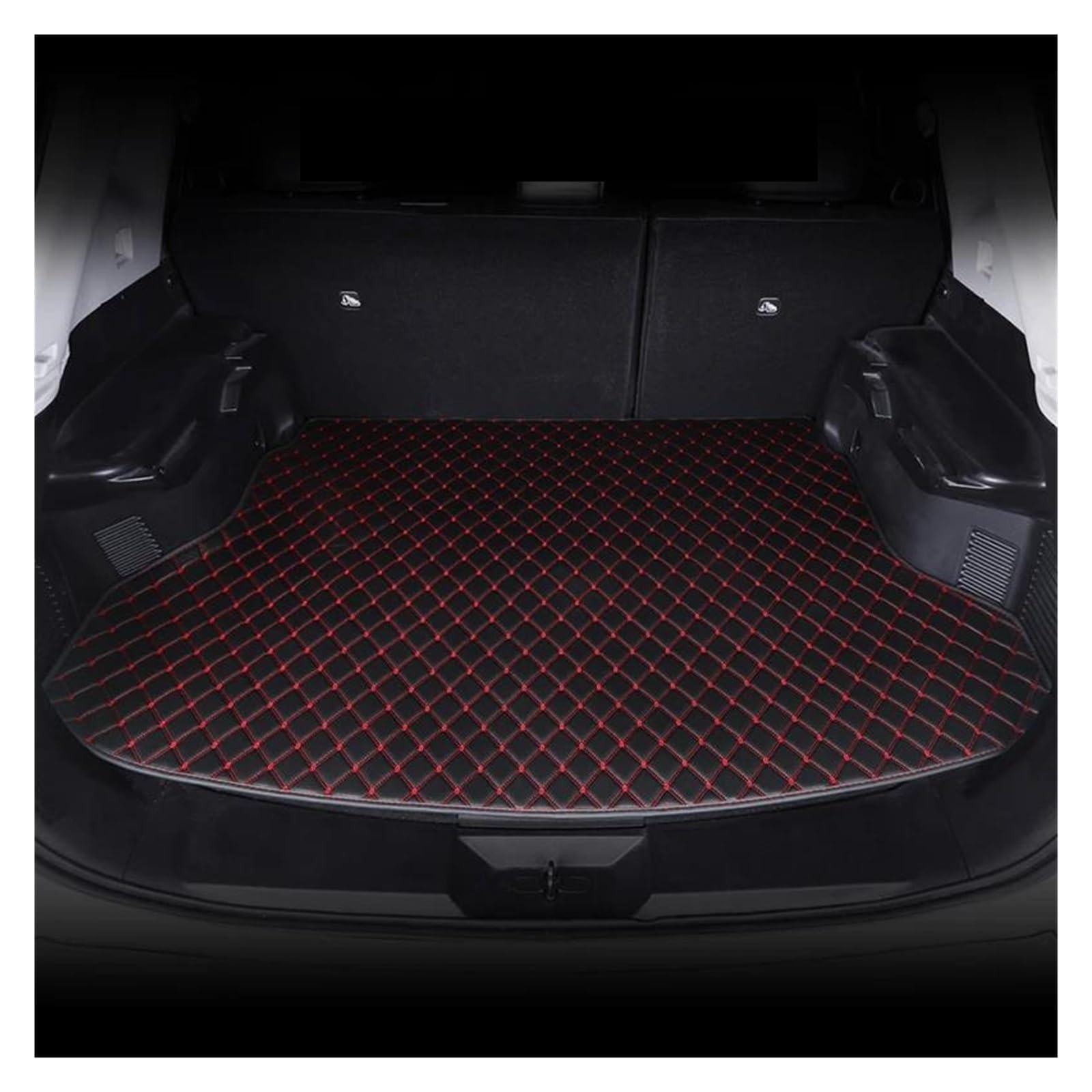 Auto Kofferraummatte Für Buick Für Envision 2014 2015 2016 2017 2018 2019 PU-Leder-Kofferraummatten Teppich Innenausstattung Kofferraum Schutzmatte(Schwarz Rot) von DZSQTGJKIO