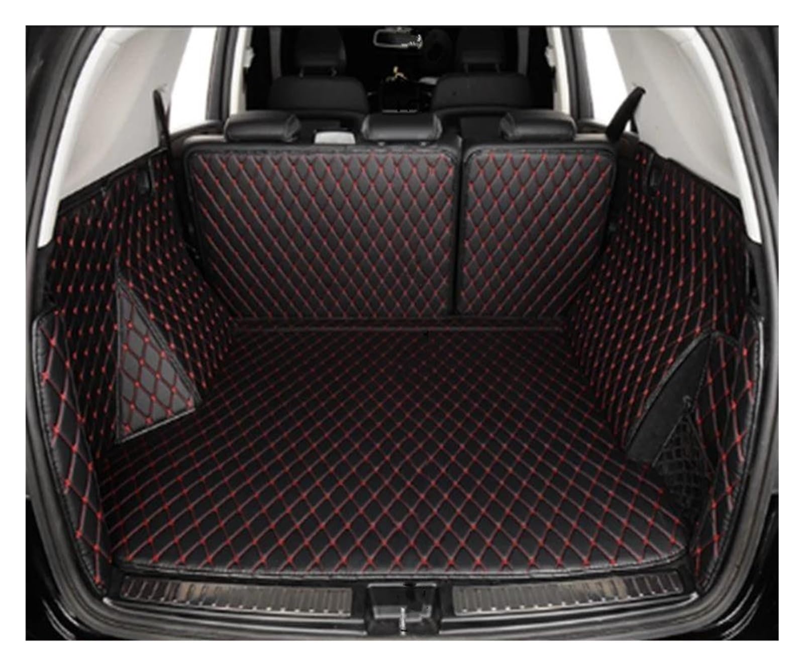 Auto Kofferraummatte Für Chevy Für Suburban 2007 2008 2009 2010 2011 2012 2013 2014 Custom Car Kofferraummatten Boot Liner Matte Auto Zubehör Kofferraum Schutzmatte(Schwarz Rot) von DZSQTGJKIO