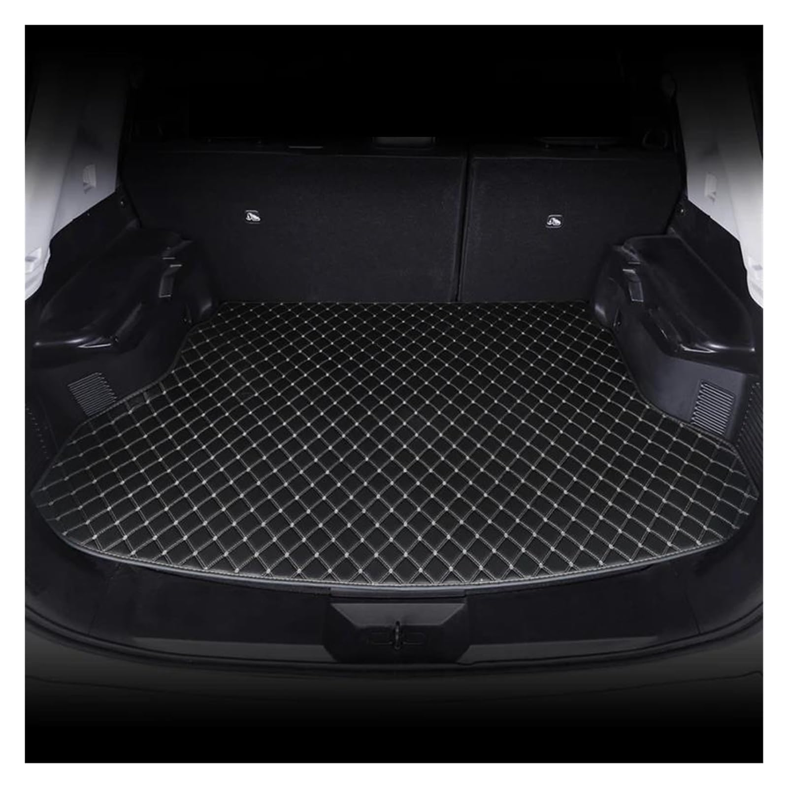 Auto Kofferraummatte Für Citroen C3 Glanz 2017 2018 2019 PU Leder Custom Car Kofferraummatten Teppich Boot Liner Matte Innen Zubehör Kofferraum Schutzmatte(Black White) von DZSQTGJKIO