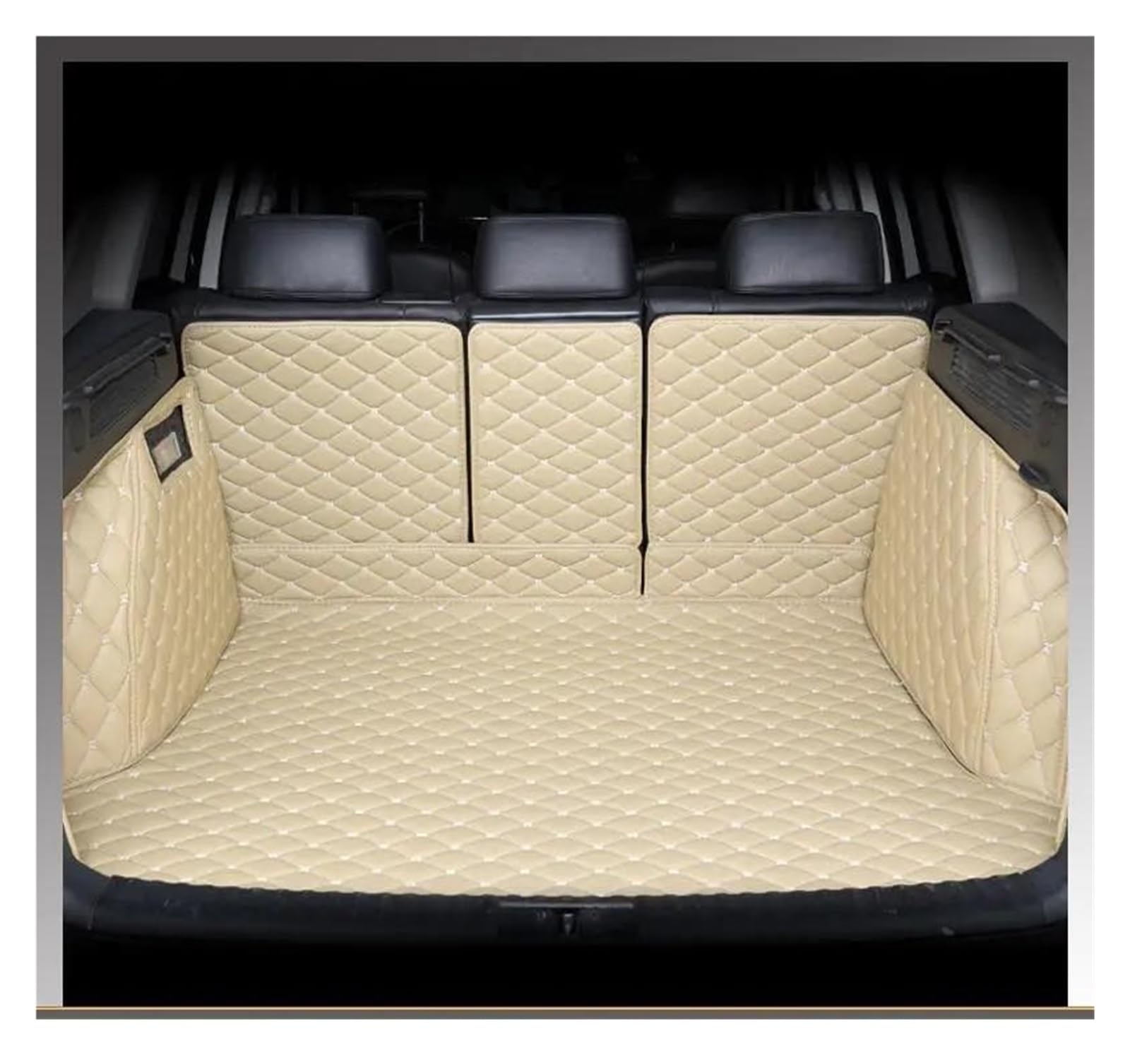 Auto Kofferraummatte Für VW Für Sharan Sieben Sitze 2012 2013 2014-2019 Auto Volle Abdeckung Kofferraummatte Cargo Liner Teppich Innenausstattung Kofferraum Schutzmatte(Beige) von DZSQTGJKIO