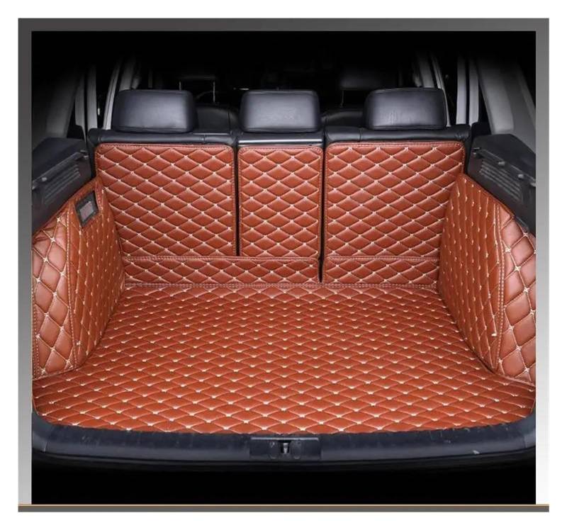 Auto Kofferraummatte Für VW Für Sharan Sieben Sitze 2012 2013 2014-2019 Auto Volle Abdeckung Kofferraummatte Cargo Liner Teppich Innenausstattung Kofferraum Schutzmatte(Braun) von DZSQTGJKIO