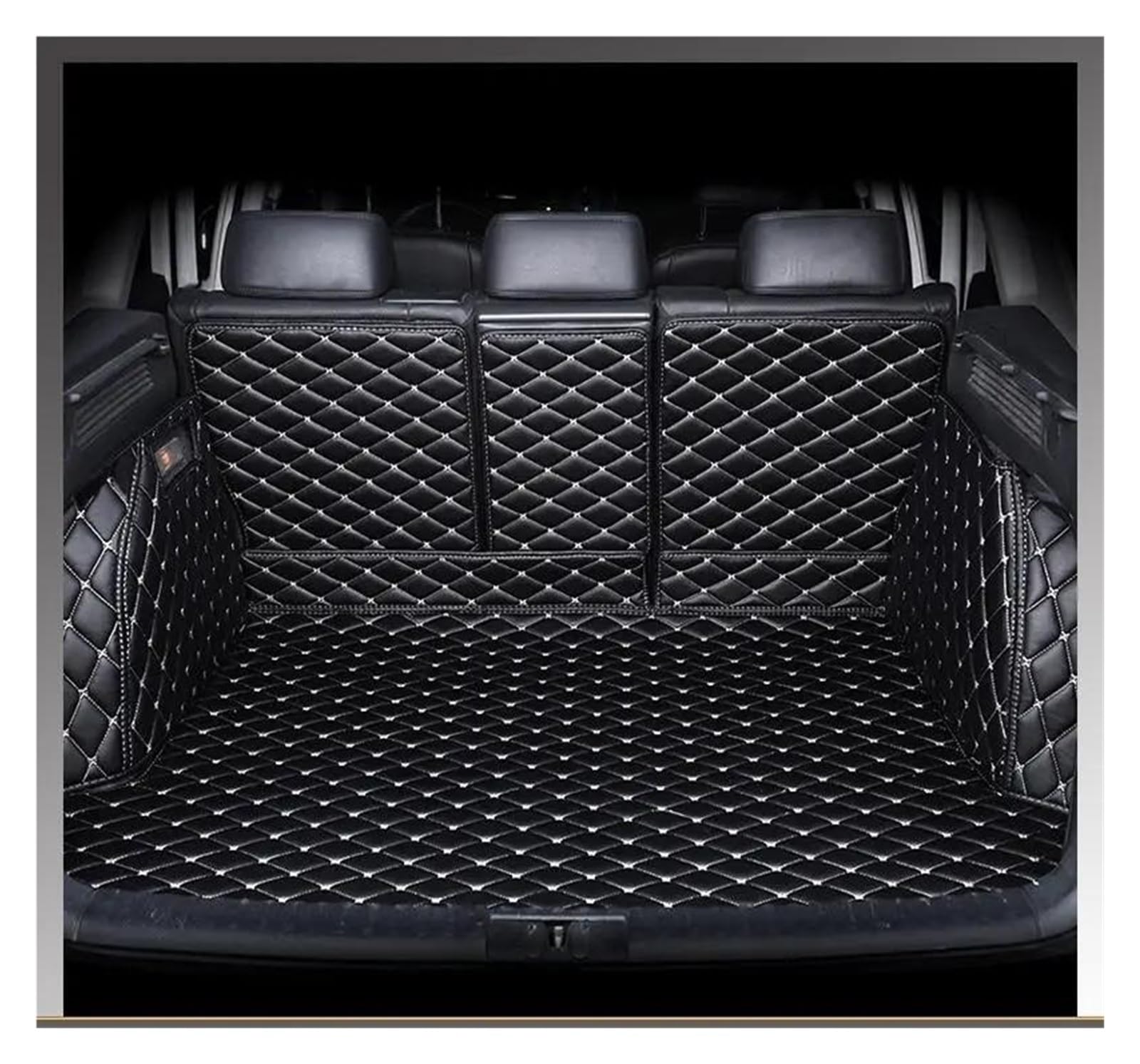 Auto Kofferraummatte Für VW Für Sharan Sieben Sitze 2012 2013 2014-2019 Auto Volle Abdeckung Kofferraummatte Cargo Liner Teppich Innenausstattung Kofferraum Schutzmatte(Schwarzbeige) von DZSQTGJKIO