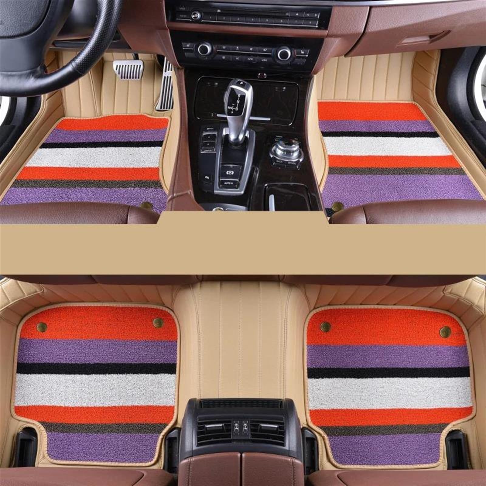 Teppich Für Civic 2016 2017 2018 2019 2020 2021 Leder Custom Full Set Auto Fußmatten Innen Zubehör Anti-Slip Teppich Auto Fußmatten(5 PCS7) von DZSQTGJKIO