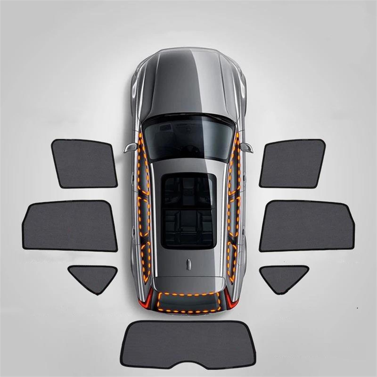 Auto-Sonnenschutz Für Hyundai Für Santafe DM Für Santa Fe 2012-2018 Auto Fenster Sonnenschutz UV Sonnenschutz Visier Net Mesh Auto Sonnenblende(7Pcs Sunshades) von DZSQTUND