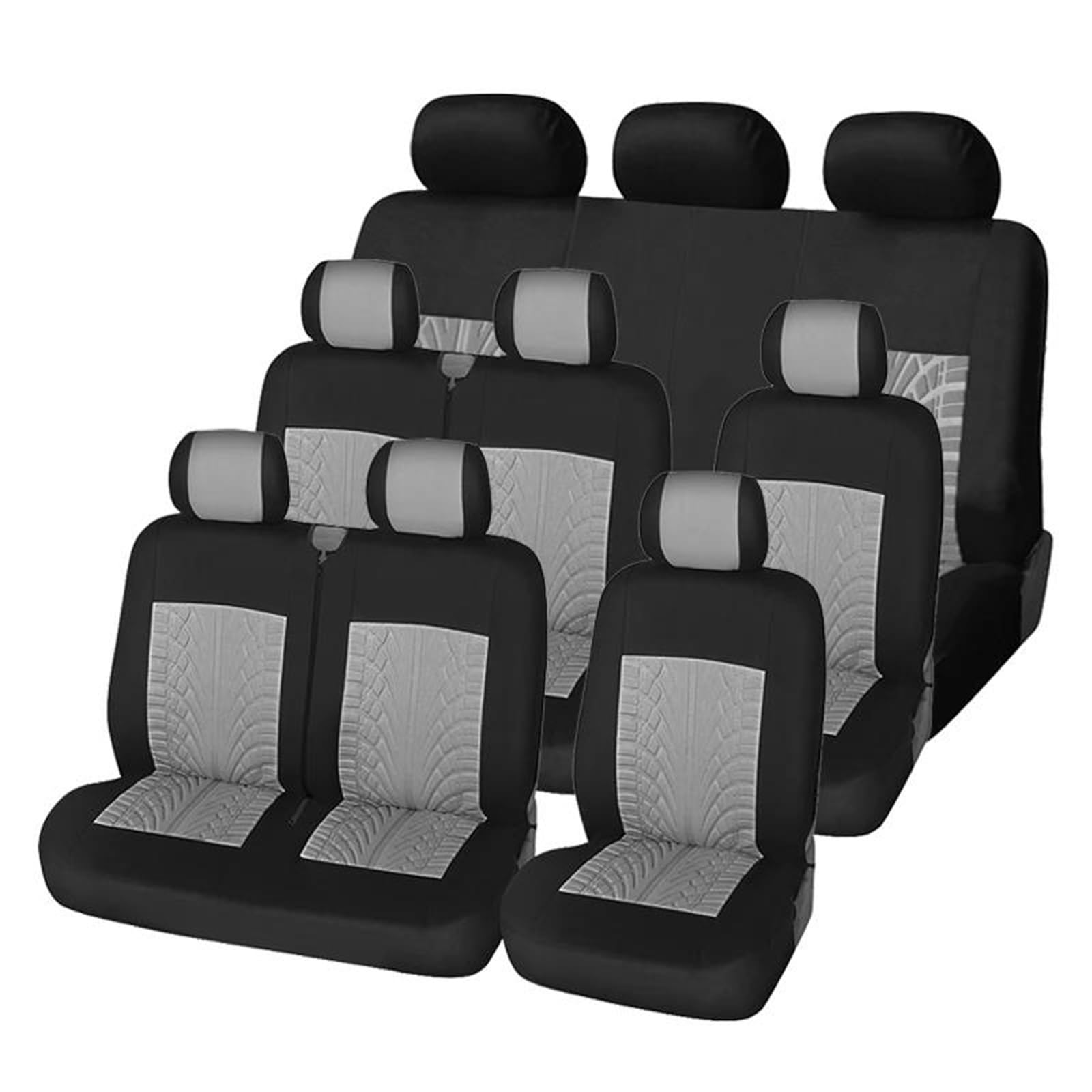 DZST Pkw-Sitzbezug Autositzbezüge 2+1 Sitzbezüge Schutz Für Transporter T5 Für Auto-schmuck (VII Bus 9 P2) Sitzschoner-Auto(GRAY 9pcs) von DZST