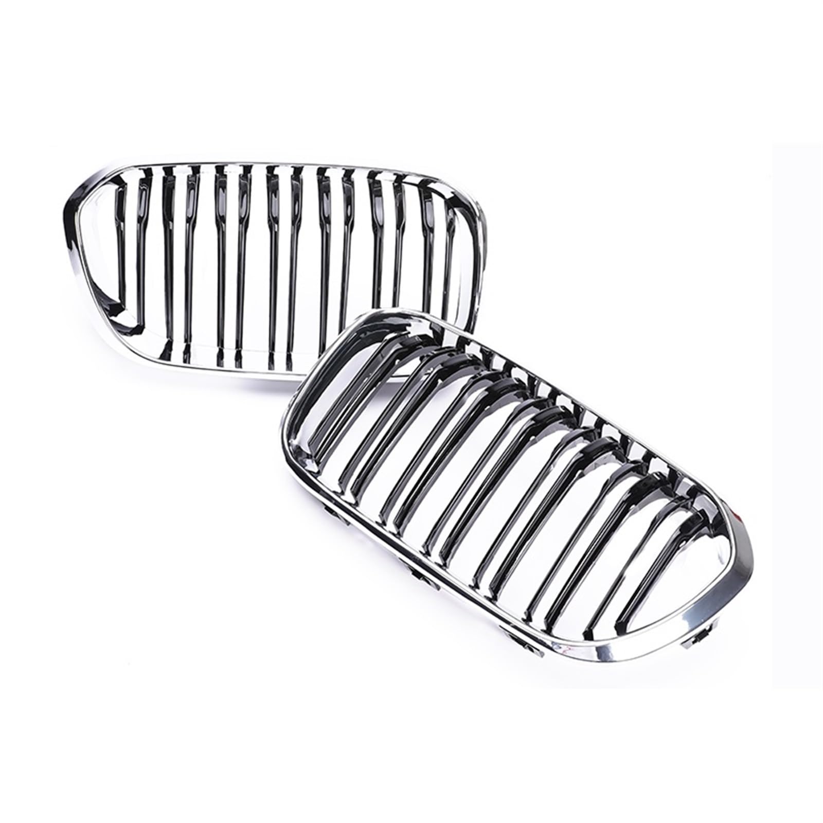 KüHlergrill Frontstoßstangen-Nierengrill Doppel-2-Lamellen-Grill Für 1er 2016–2019 Zierleiste Kompatibel(Chrome Black) von DZSTBUJIY