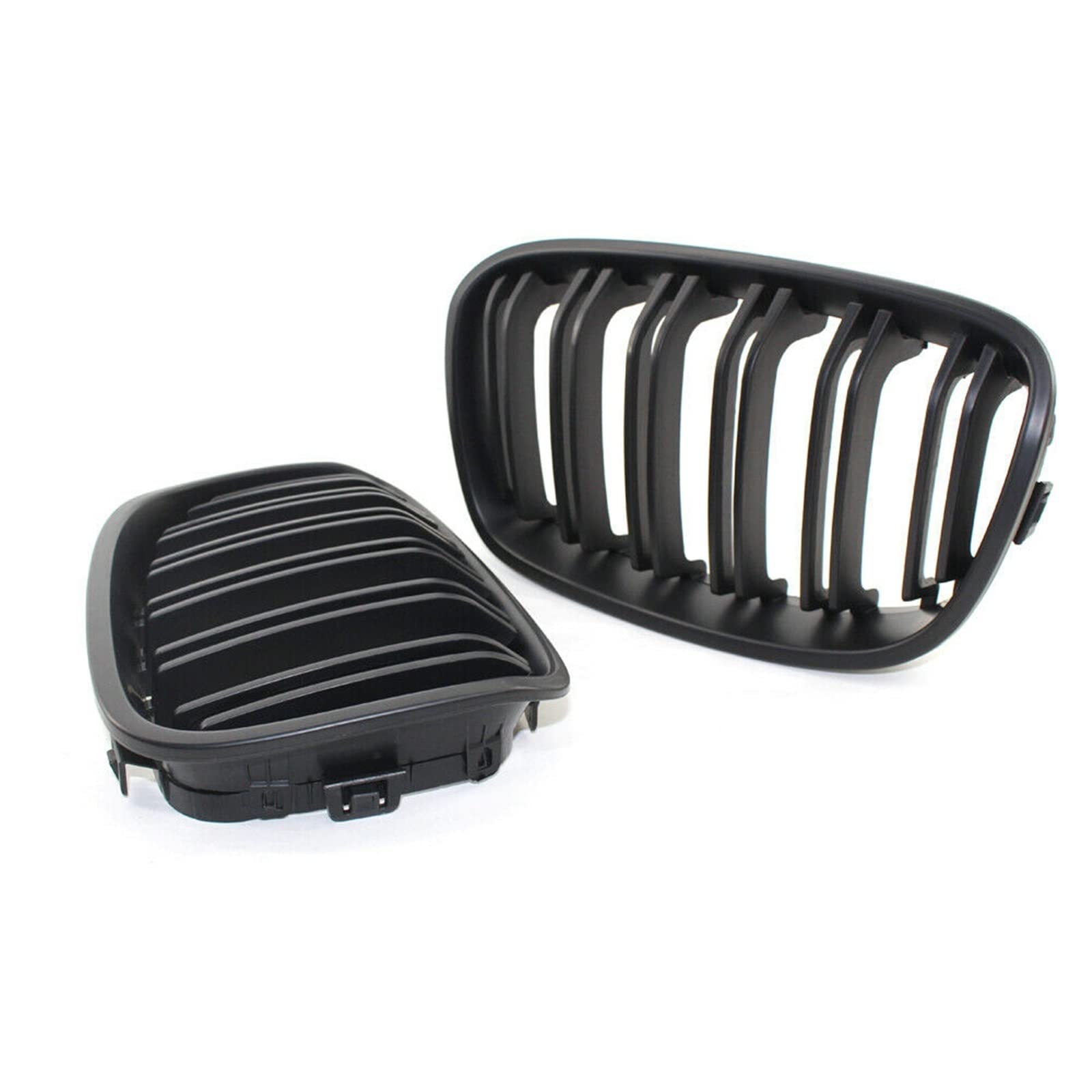 KüHlergrill Für 1er 2011–2015 Doppel-Lamellen-Front-Racing-Grill Nierengrill Zierleiste Kompatibel(Matte Black) von DZSTBUJIY