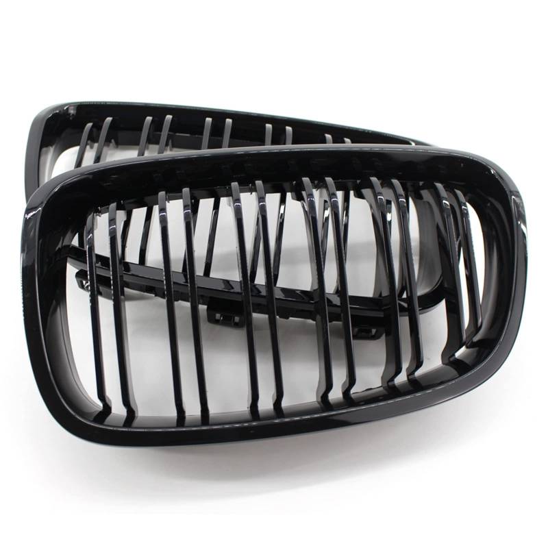 KüHlergrill Für 1er 2011–2015 Doppel-Lamellen-Front-Racing-Grill Nierengrill Zierleiste Kompatibel(Schwarz glänzend) von DZSTBUJIY