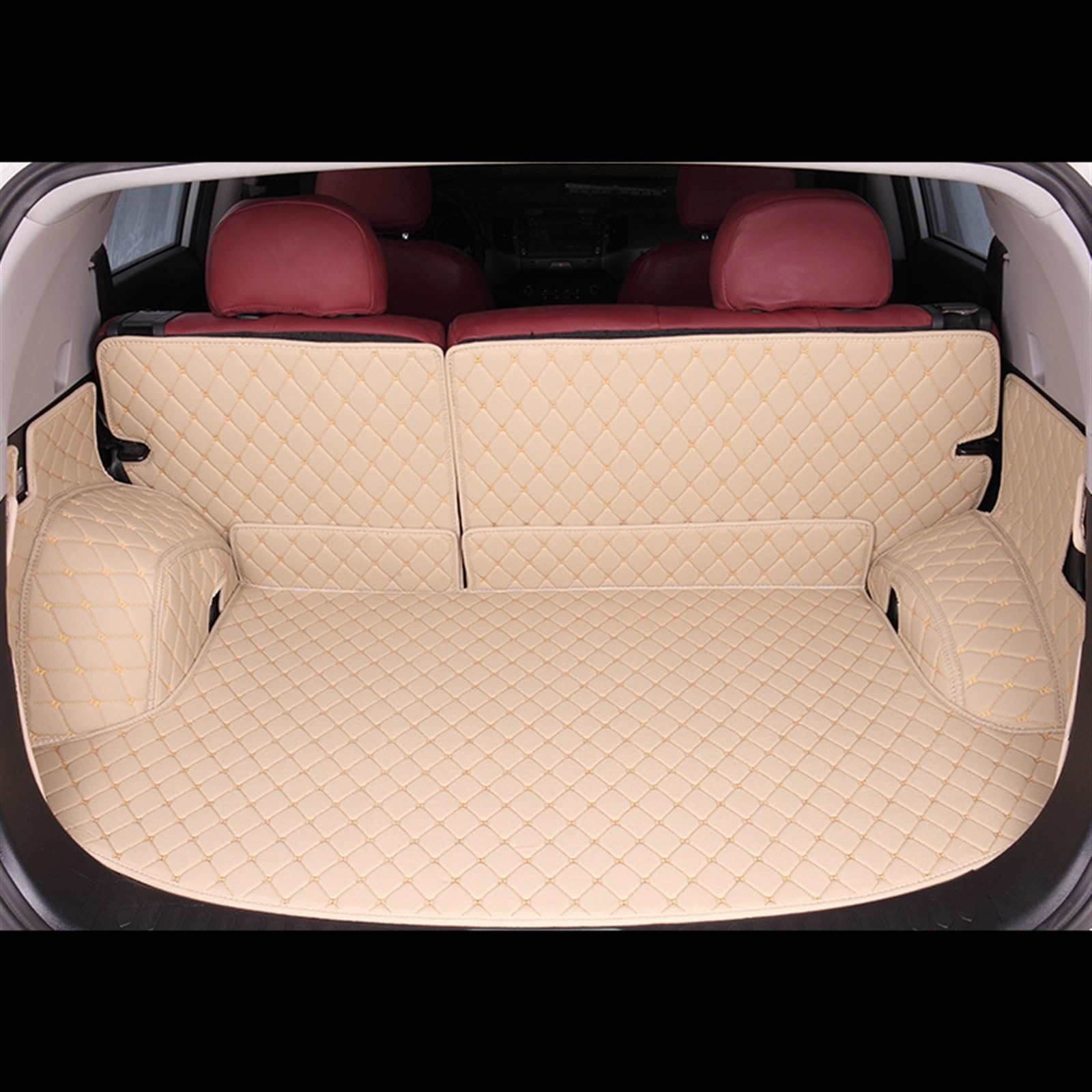 Auto Cargo-Liner Pads Boot Teppich Fit Für Ford Für Mustang Für Mach-E 2021 2022 2023 2024 2025 Benutzerdefinierte Auto Stamm Matten Kofferraummatte Kofferraumschutz Matte(Beige) von DZSYANJIASM