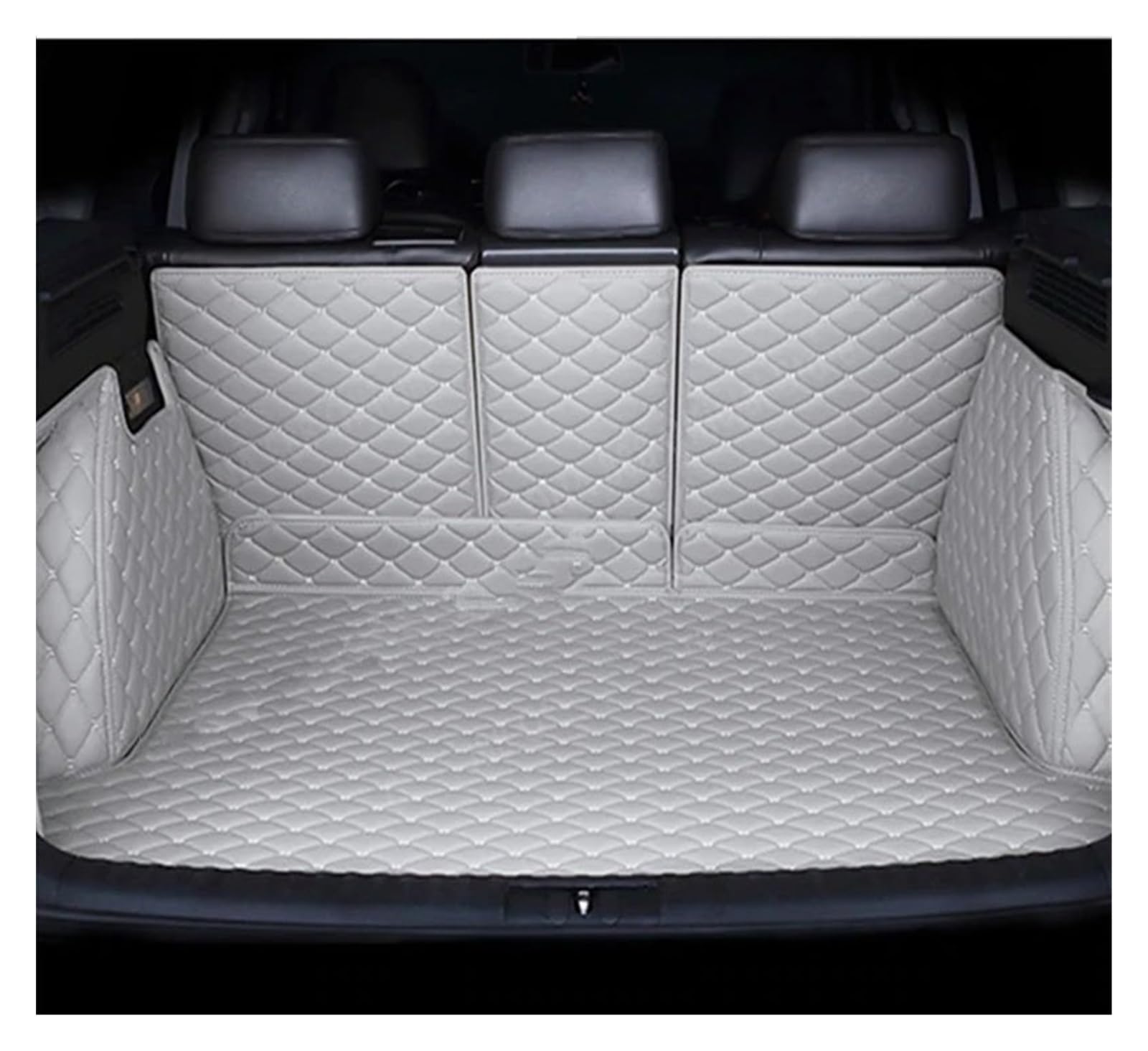 Auto Hinten Stamm Matten Für Volvo XC90 T6 7 Sitz 2015~2022 wasserdichte Schutz Pads Fracht Tablett Stamm Accesorio Auto Auto Zubehör Kofferraummatte Kofferraumschutz Matte(Hellgrau,Full Cover) von DZSYANJIASM