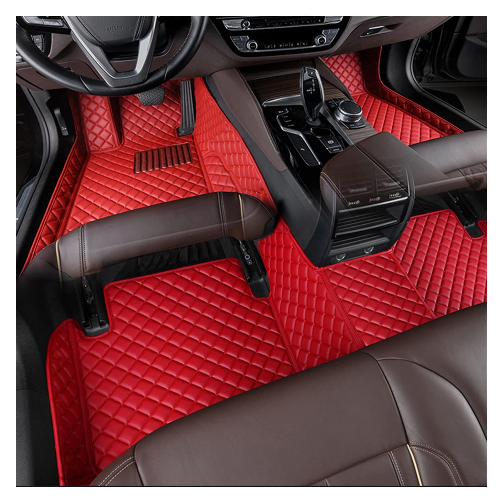 Auto Matten Auto-Fußmatte Für Skoda Für Octavia 2 Für Superb 3 Für Fabia Für Kodiaq Für A5 Custom Waterproof Leather Foot Pad Auto Fussmatten(Rot) von DZSYANJIASM