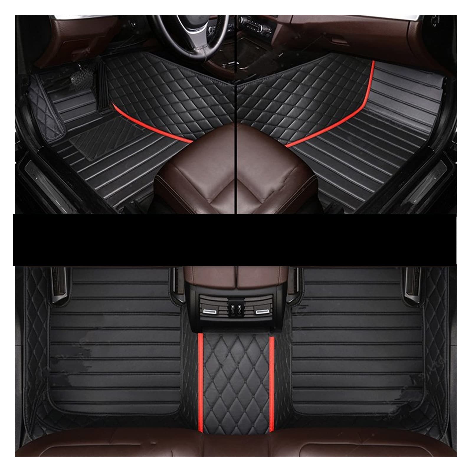 Auto Matten Auto-Fußmatten Für Q7 (Vier SITZE) 2006 2007 2008 2009 2010 2011 2012 2013 2014 2015 Custom Foot Pads Automobil Auto Fussmatten(C Red Black) von DZSYANJIASM