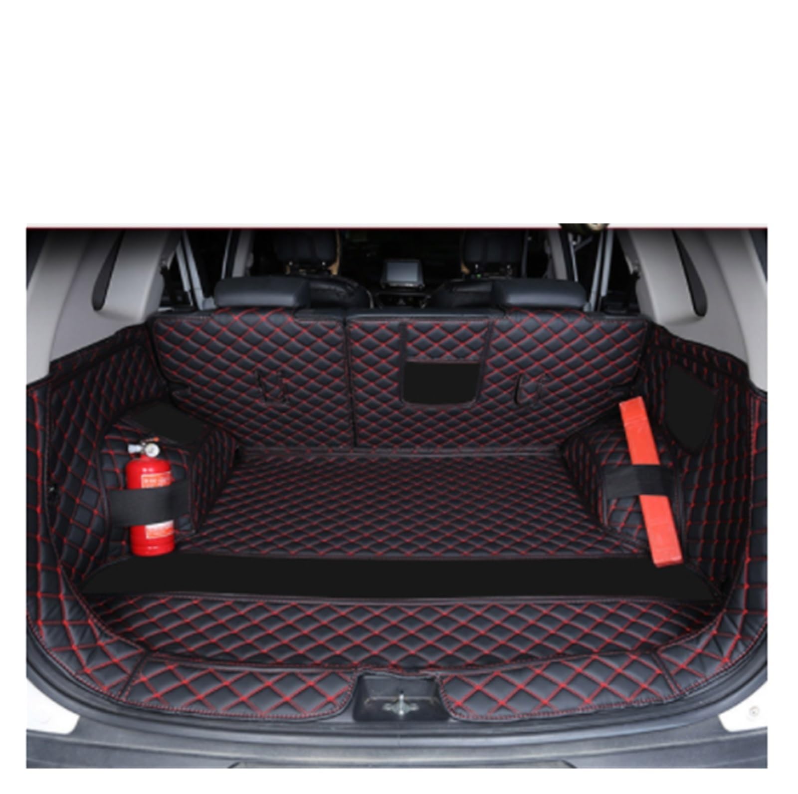 Auto Stamm Matten Für Kia Für Sportage 3 2011 2012 2013 Anti-Schmutzig Schutz Tablett Cargo-Mat Zubehör Styling Kofferraummatte Kofferraumschutz Matte(Schwarz Rot,6pcs) von DZSYANJIASM