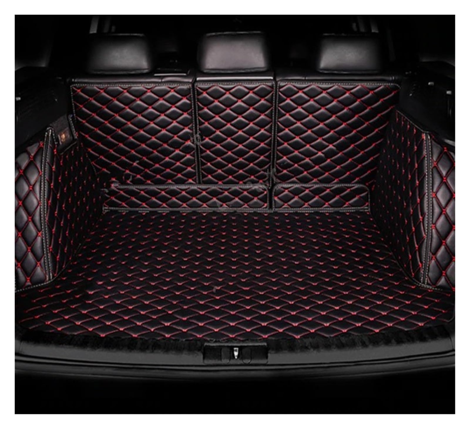 Auto Stamm Matten Für Q7 4L MK1 2006~2015 7 Sitz wasserdichte Auto Innen Trunk Fenster Pad Auto Stamm Lagerung Pad Auto Zubehör Kofferraummatte Kofferraumschutz Matte(Schwarz Rot,Full Cover) von DZSYANJIASM