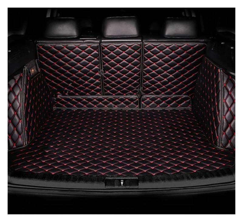 Auto Stamm Matten Für VW Für Passat B7 2011 2012 2013 2014 2015 wasserdichte Schutz Pads Leder Auto Matten Auto Zubehör Kofferraummatte Kofferraumschutz Matte(Schwarz Rot,Full Cover) von DZSYANJIASM