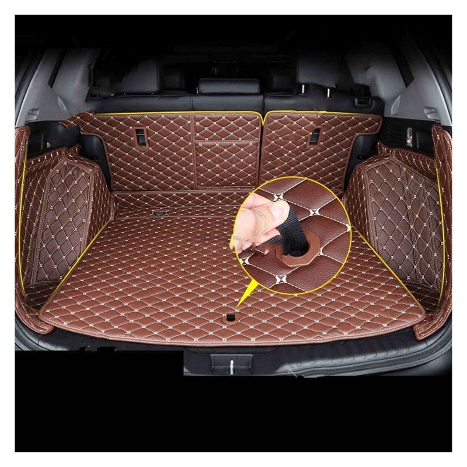 Für CRV Für CR-V 2017 2018 Auto Boot Mat Hinten Stamm Liner Cargo Floor Teppich Fach Hinten Stamm Boden Matte Fach Teppich Schlamm Kofferraummatte Kofferraumschutz Matte(Kaffee) von DZSYANJIASM