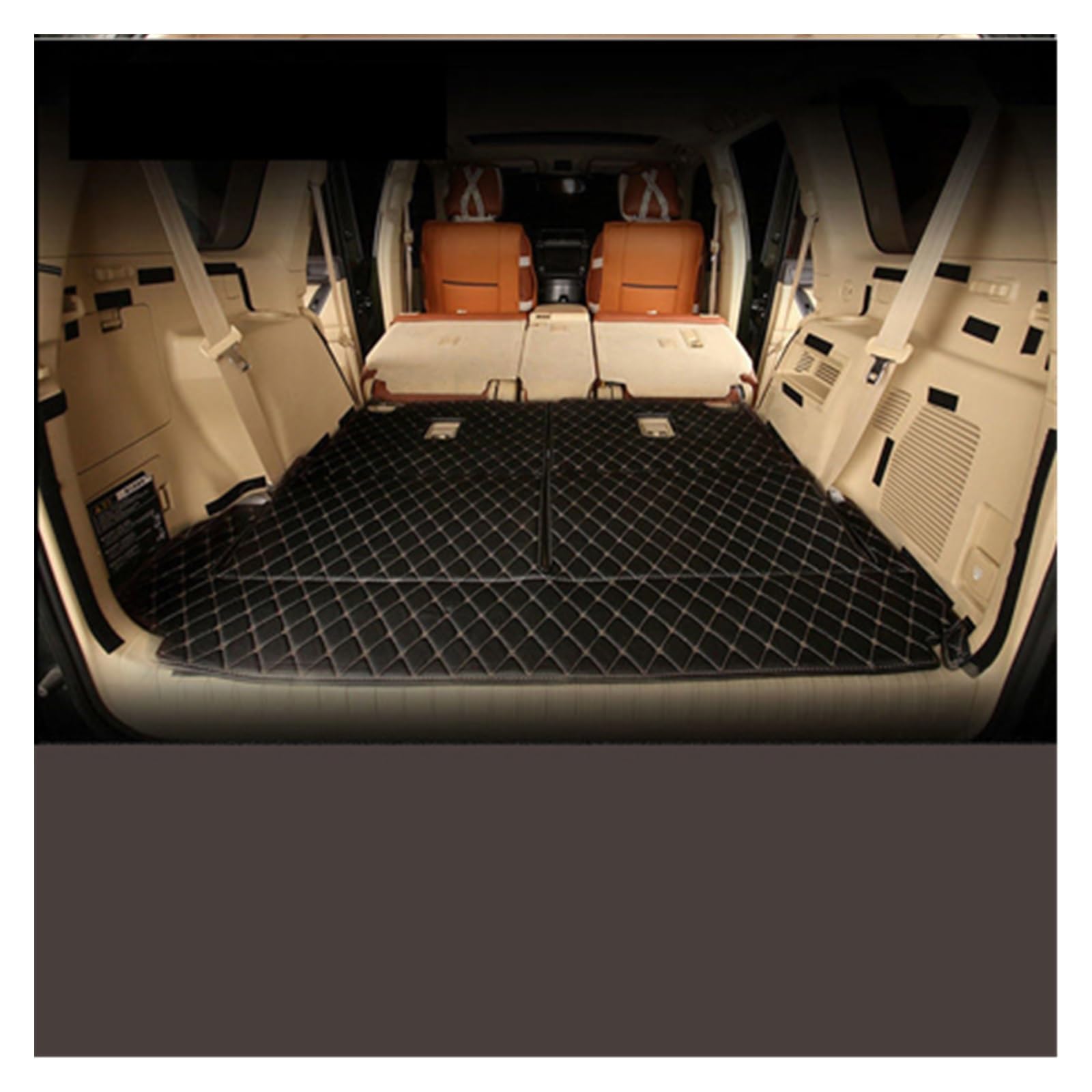 Für Toyota Für Land Für Cruiser Für Wiese 150 7 Sitze 2017-2018 2019 2020 2021 Langlebige Cargo Matte Boot Teppiche Kofferraummatte Kofferraumschutz Matte(Black beige 2) von DZSYANJIASM