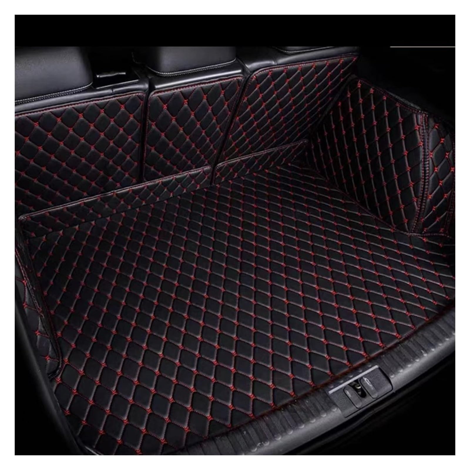 Kofferraum Matte Für A3 Für Sportback 2008 2009 2010 2011 2012 2013 Cargo-Liner Teppich Innen Teile Zubehör Abdeckung Kofferraummatte Kofferraumschutz Matte(Schwarz Rot,Full Cover) von DZSYANJIASM