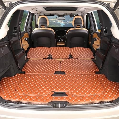 Kofferraum Matte Für Volvo XC60 XC90 2017 2018 S60 S80 V40 Fracht Matte Innen Zubehör Teppich Auto Styling Kofferraummatte Kofferraumschutz Matte(Orange) von DZSYANJIASM