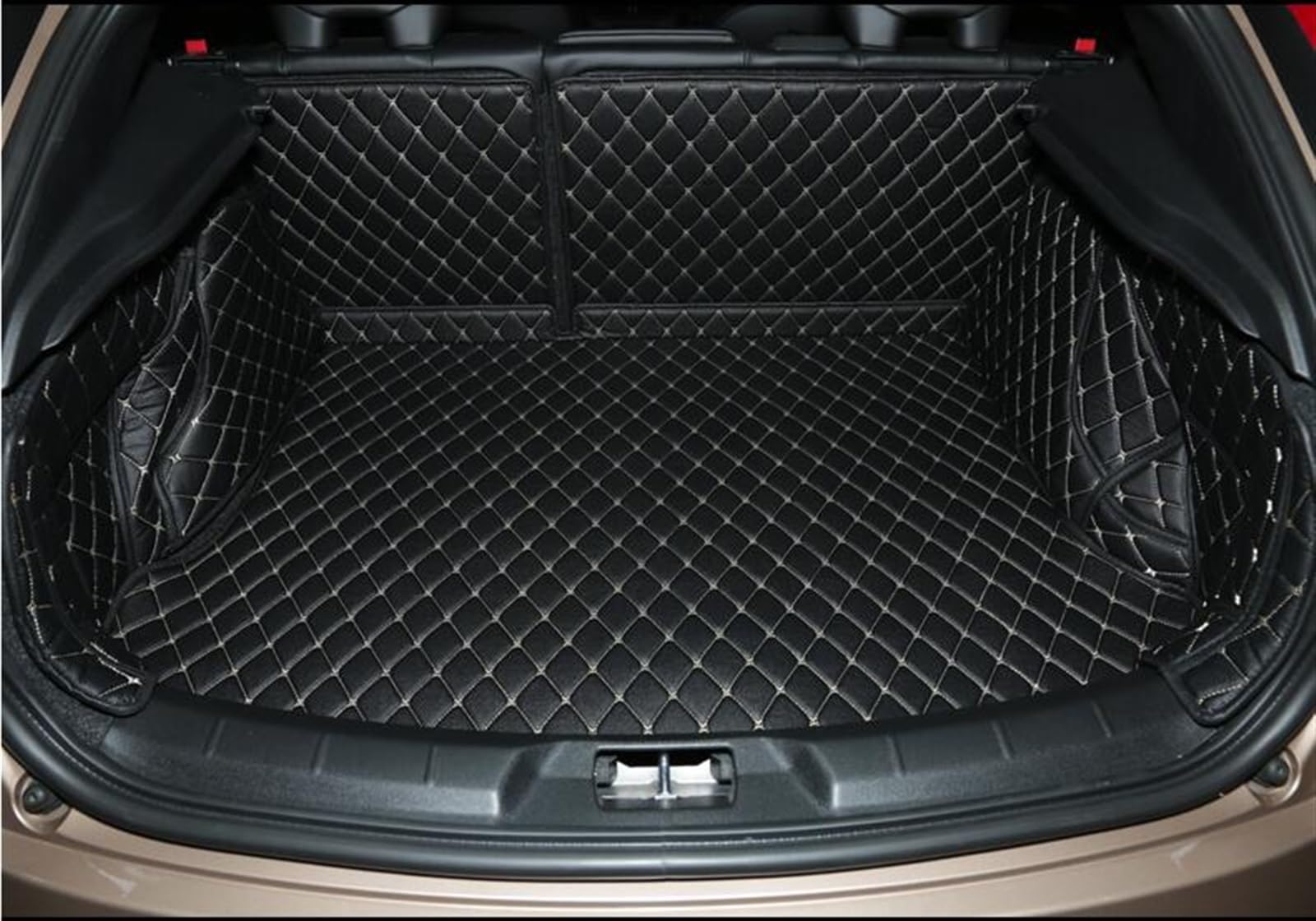 Kofferraummatte Für Neu Für Mercedes Für Benz C180 S205 2016–2014 Langlebiger Wasserdichter Kofferraumteppich Für C 180 Custom Car Trunk Mats Kofferraummatte Kofferraumschutz Matte(Black with beige) von DZSYANJIASM