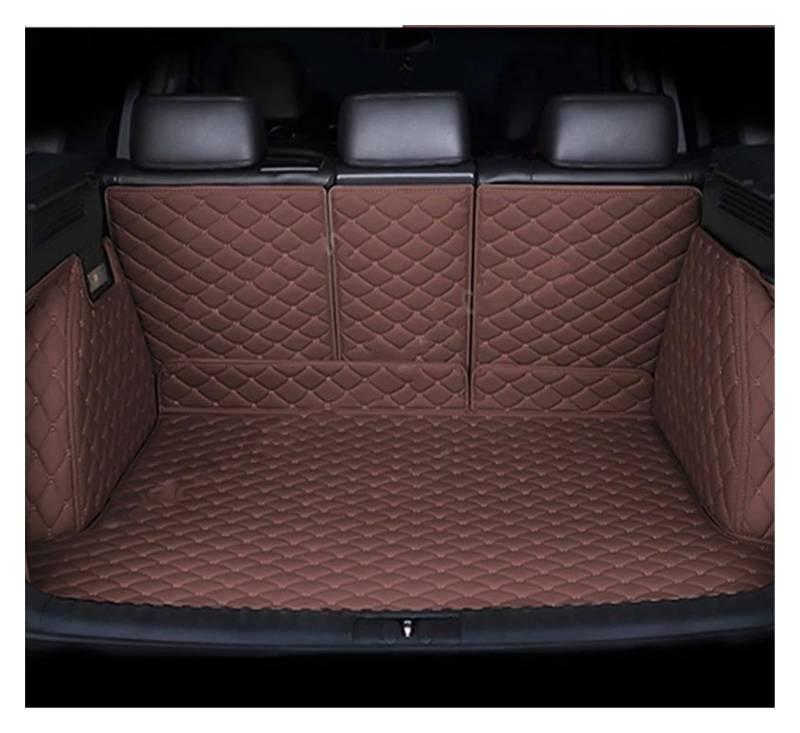 Kofferraummatte Für Q7 4L MK1 2006~2015 5 Sitze wasserdichte Schutzpolster Ledermatte Auto-Fußmatten Matte Autozubehör Kofferraummatte Kofferraumschutz Matte(D Brown,Full Cover) von DZSYANJIASM