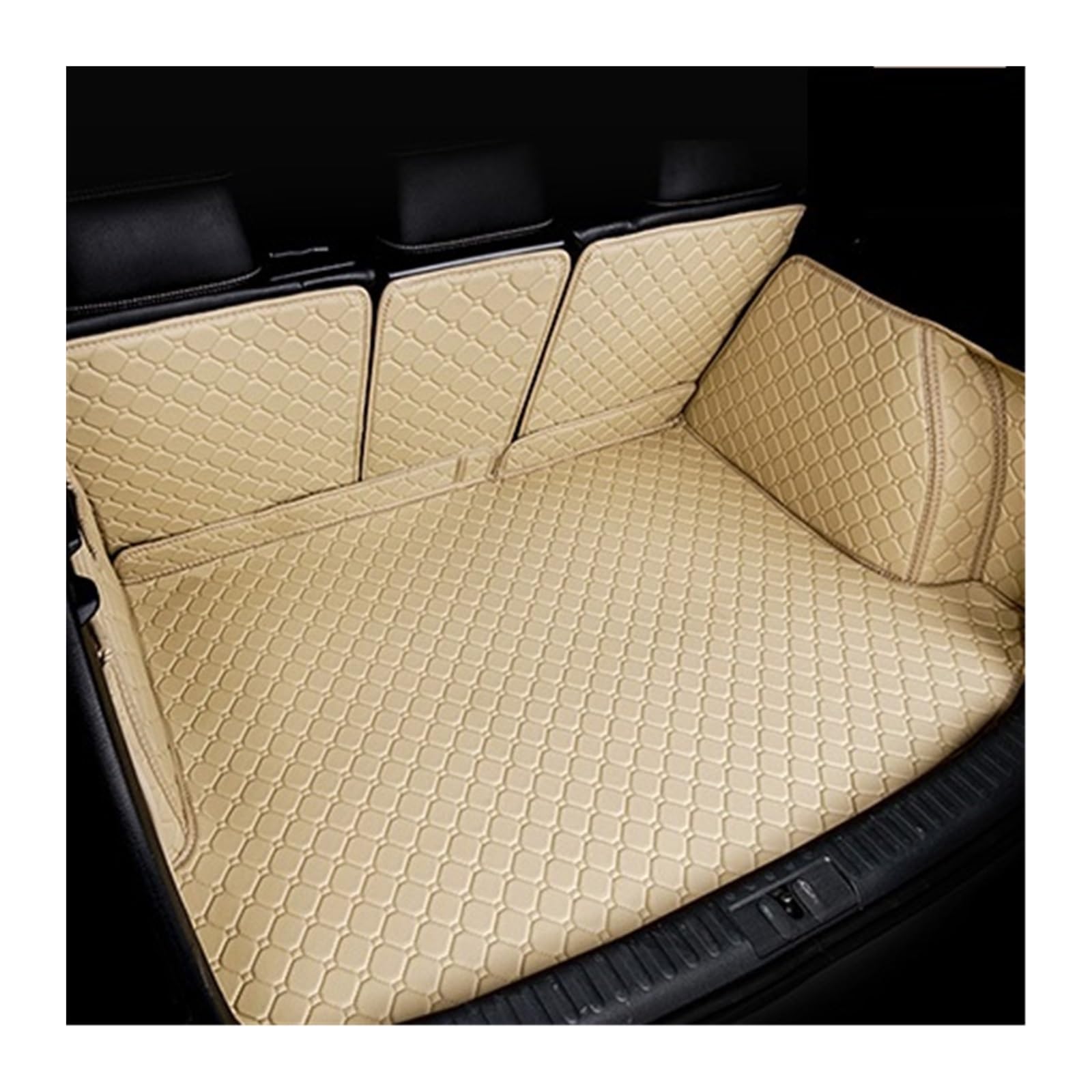 Leder Auto Stamm Matten Für Q5 2013-2016 Hinten Stamm Boden Mat Fach Teppich Schlamm Kofferraummatte Kofferraumschutz Matte(Beige,Full Cover) von DZSYANJIASM