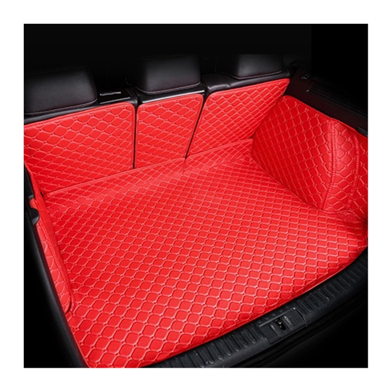 Leder Auto Stamm Matten Für Q5 2013-2016 Hinten Stamm Boden Mat Fach Teppich Schlamm Kofferraummatte Kofferraumschutz Matte(Rot,Full Cover) von DZSYANJIASM