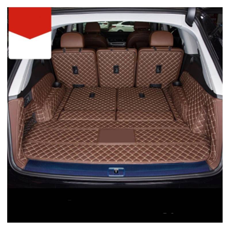 Leder Kofferraum Matten Für Q7 7 Sitzer 2022 Cargo-Liner Accesorios Für Auto Auto Fußmatten Auto Matten Kofferraummatte Kofferraumschutz Matte(Kaffee,Full Cover) von DZSYANJIASM