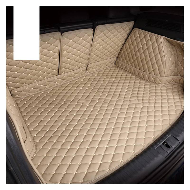 Leder Material Kofferraum Matten Für Nissan Für X-Trail T31 2014 2015 2016 2017 2018 2019 2020 5 Sitze Cargo-Mat Zubehör Kofferraummatte Kofferraumschutz Matte(BEIG Gold,5 Pcs) von DZSYANJIASM