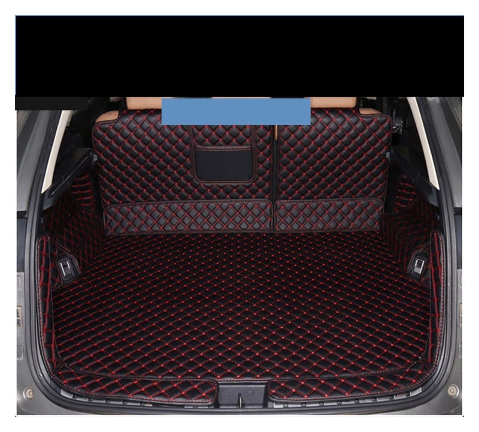 Luxus 3D Leder Kofferraum Matte Für Lexus 5 Sitze ES NX200T RX200 300 450nx 200t wasserdichte Stamm Matten Auto Zubehör Styling Kofferraummatte Kofferraumschutz Matte(Schwarz Rot,Full Cover) von DZSYANJIASM