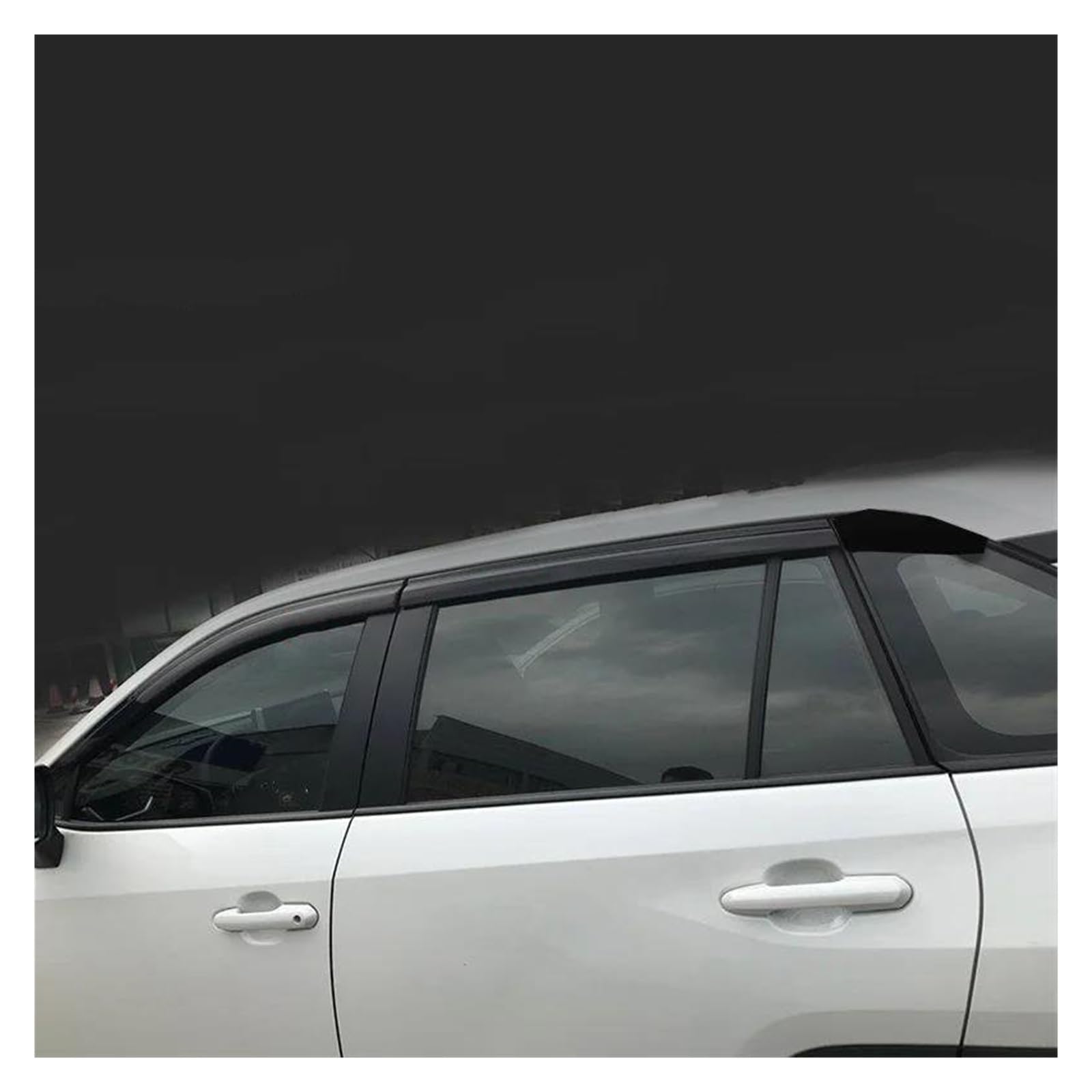Windabweiser Für Toyota Für RAV4 2020 Chrom Fenster Trim Zubehör Fenster Visiere Weathershields Wind Regen Guard Shades Windabweiser Regenabweiser(Black 6pcs) von DZSYANJIASM
