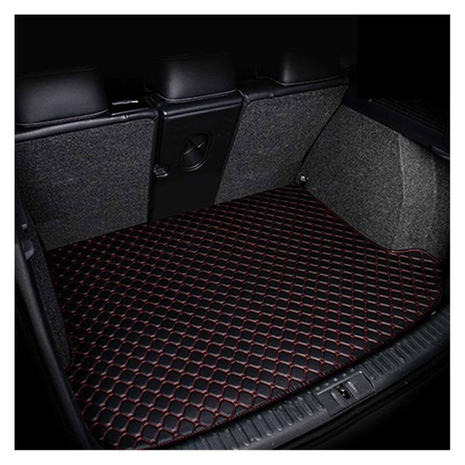 wasserdichte Leder Custom Trunk Automatten Für Infiniti Q70L 2013-2017 Non-Hybrid Rear Trunk Mat Tray Teppich Schlamm Kofferraummatte Kofferraumschutz Matte(Schwarz Rot,1pc) von DZSYANJIASM