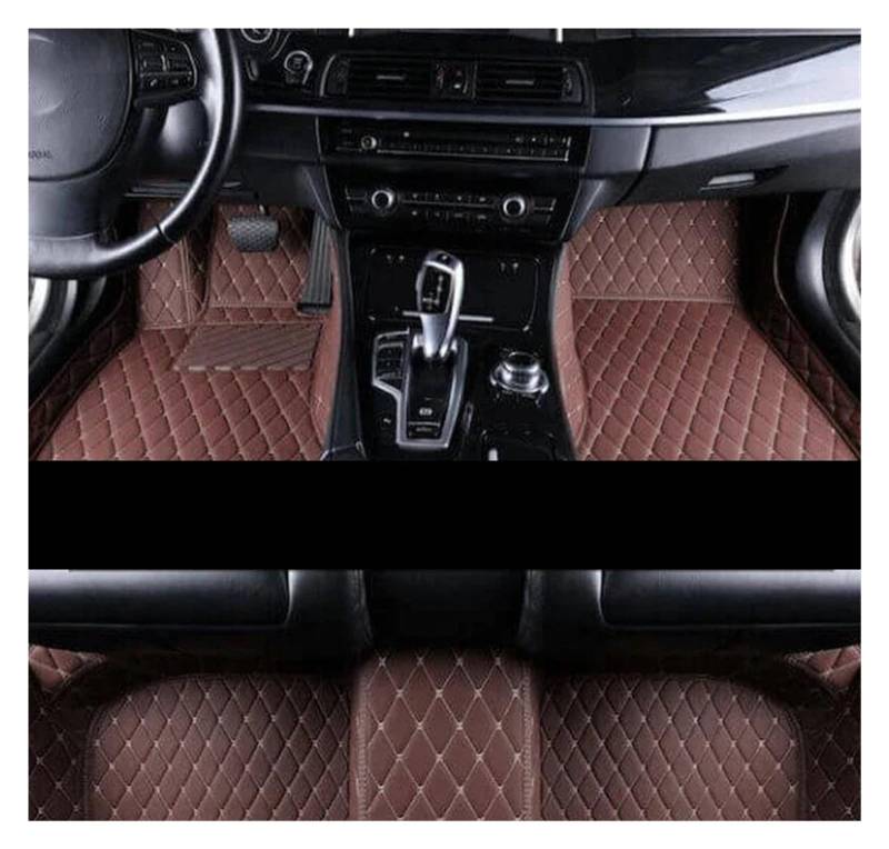 Auto Fußmatten Auto-Fußmatten für Peugeot 208 A9 2012~2018, Teppiche, Ledermatte, strapazierfähige Teppiche, Anti-Schmutz-Pad-Set, Autozubehör fussmatten Auto(3ps Coffee,LHD) von DZSYBUIGB